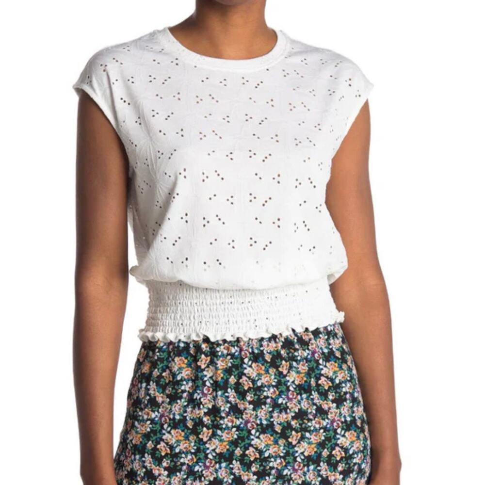 LAUNDRY By SHELLI SEGAL White Eyelet Crop Top Medium